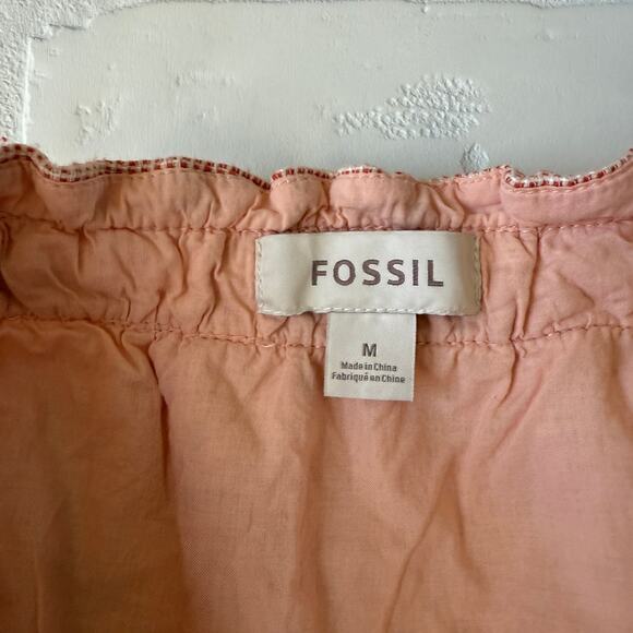 Fossil Women's Pink Lined Cotton Blend Pullon Tie Waist Mini Skirt sz M - Picture 3 of 5